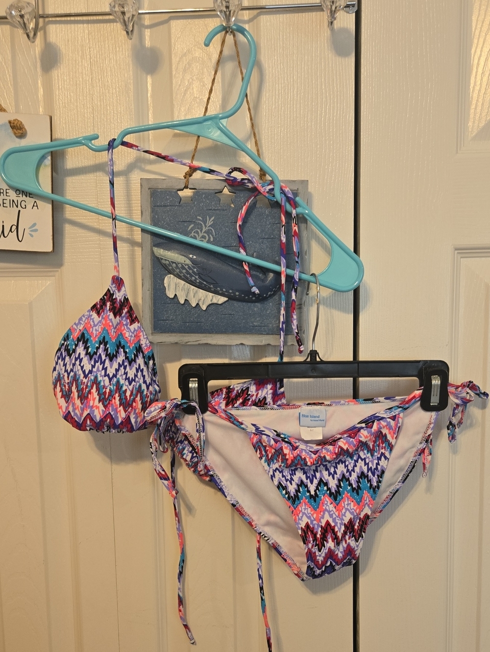blue island Chevron Multicolor Tie Bikini - Pink Purple Blue
